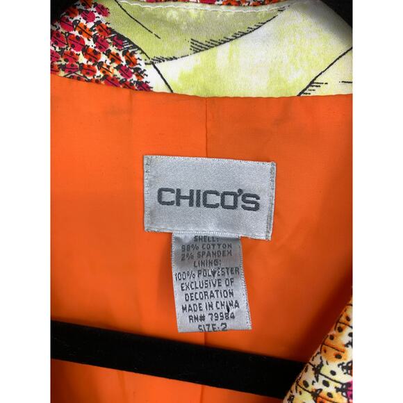 Chicos Blazer Jacket Womens 2 US L Floral Print Embellished Multicolor - Picture 3 of 4